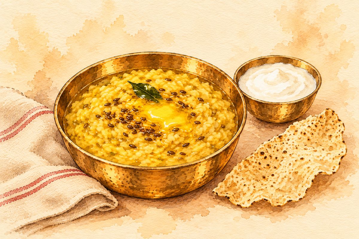 Moong dal khichdi made with Govindam Deshi Ghee